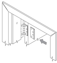 top view of standard swaging of door hinge