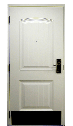 photo of white wood veneer door with protection plate
