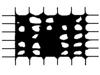 diagram of adhesive test grid with imperfections showing 1B classification