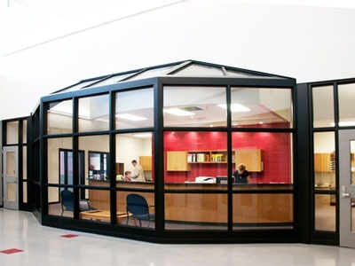 steel doors in a healthcare office