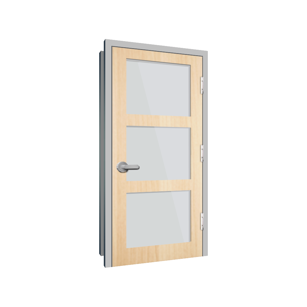 Wood Full Glass 3 steel door detail drawings