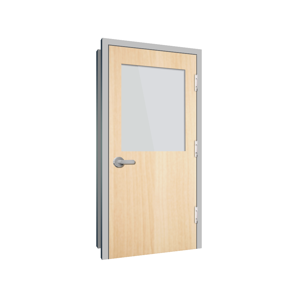 Wood Half Glass steel door detail drawings