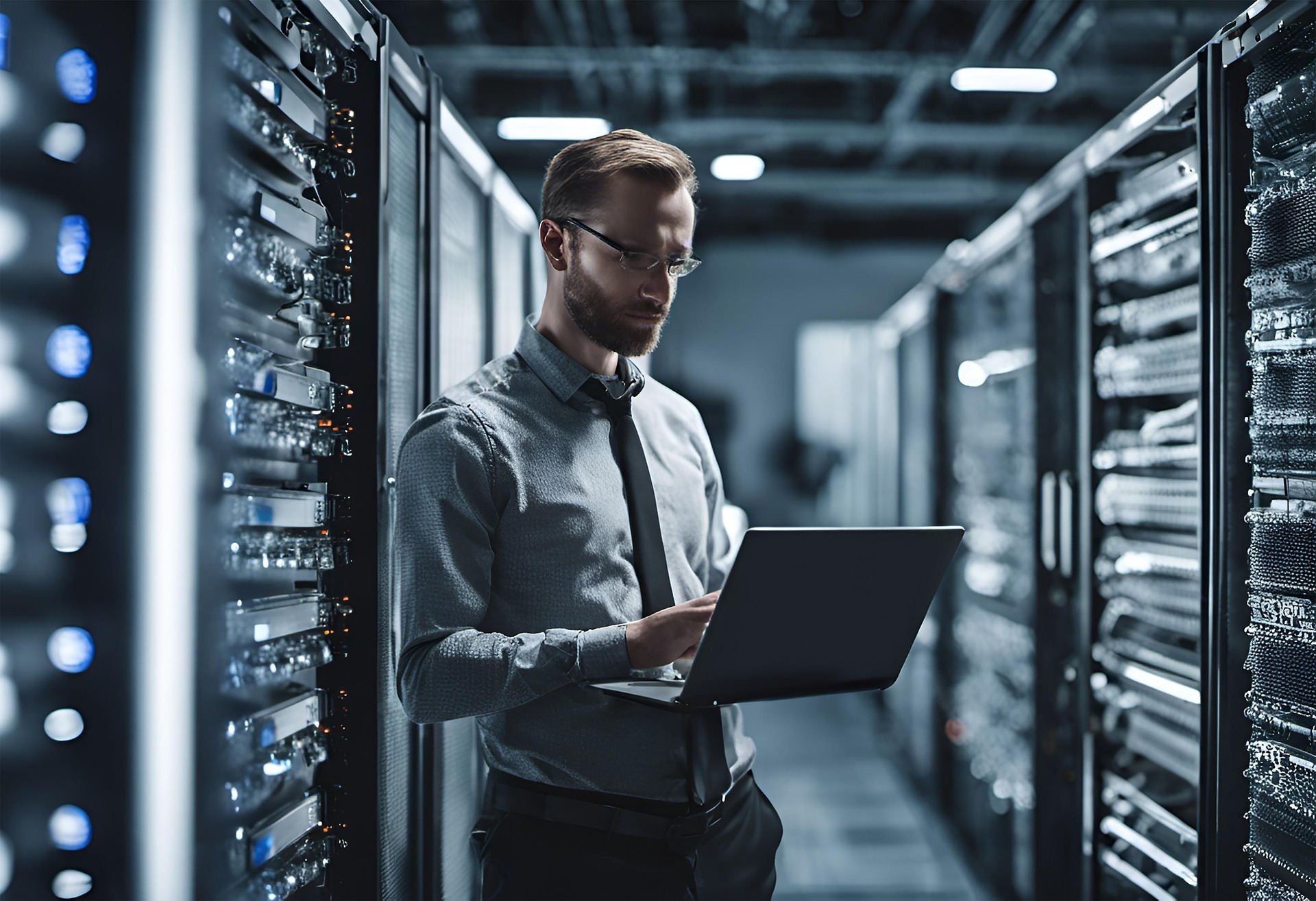 Engineer in data center