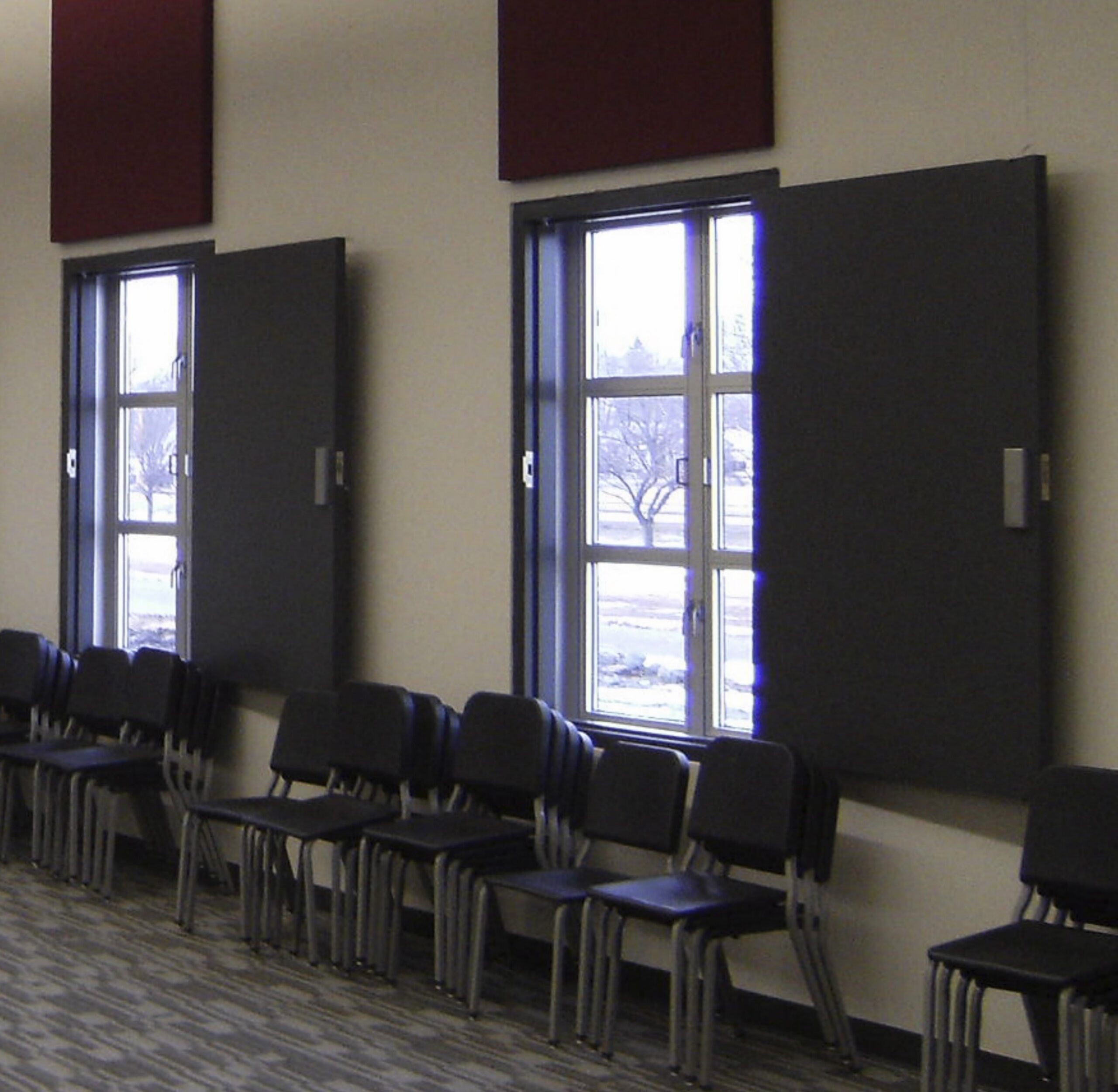 Storm Shutters in Classroom