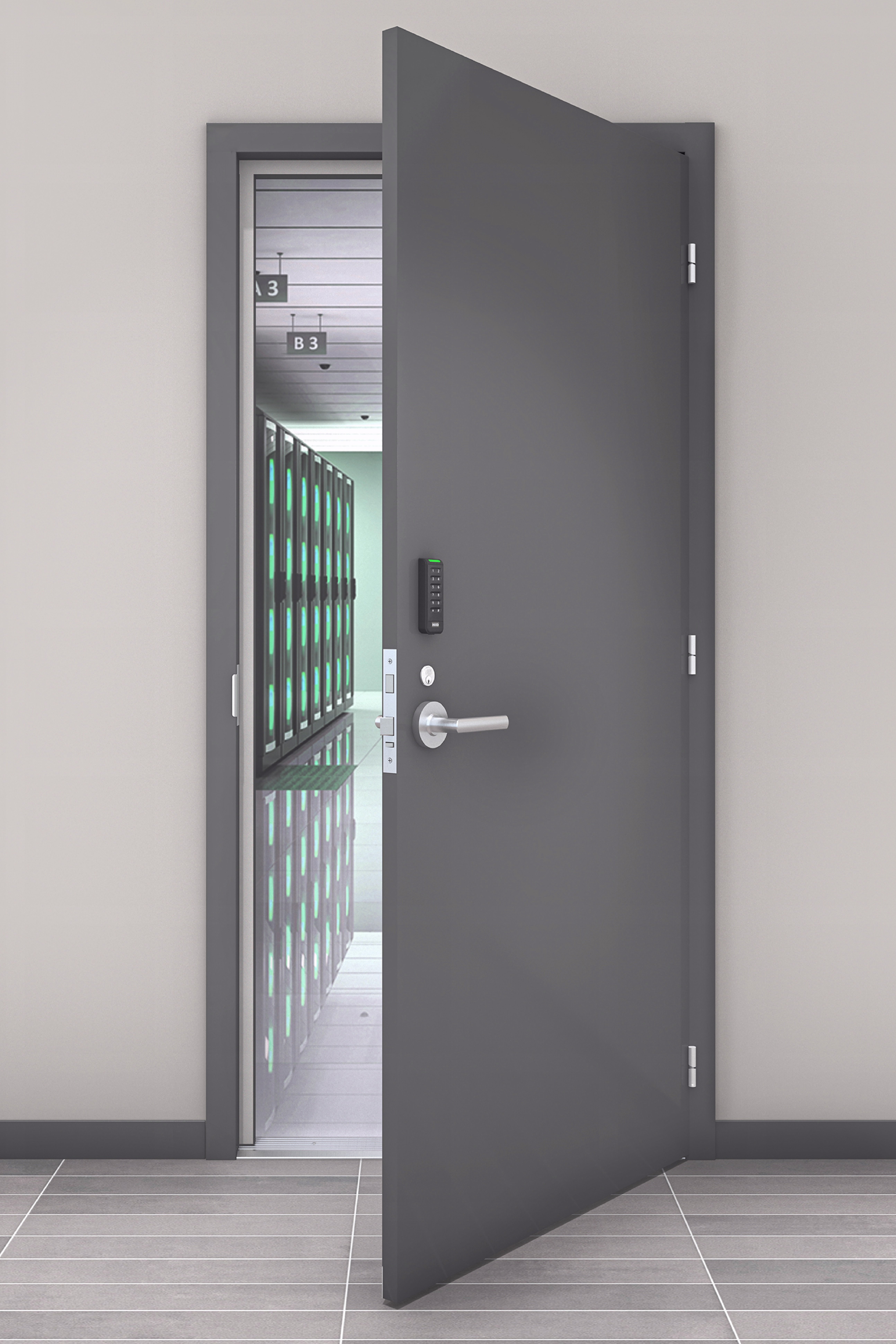 Steel data center door