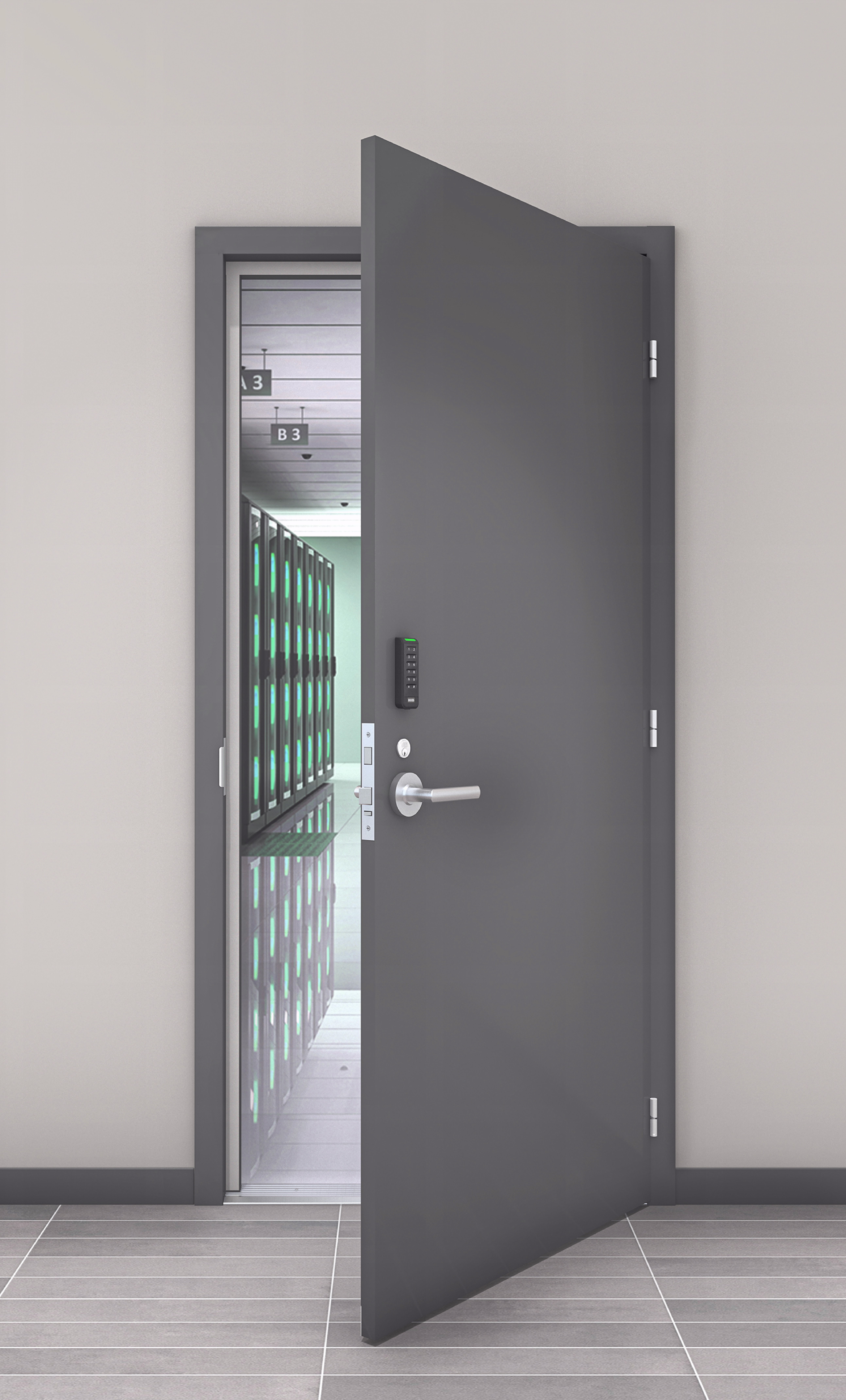 Steel data center door