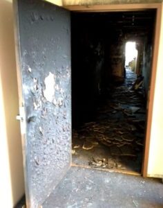 burned door