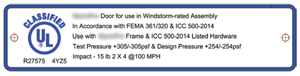 door certification sticker from UL